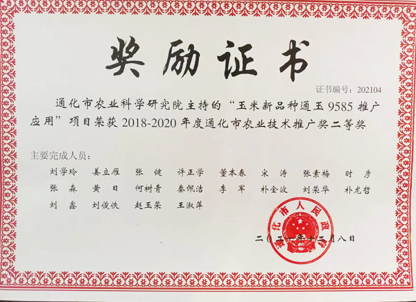 奖励证书
